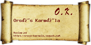 Orsós Karméla névjegykártya